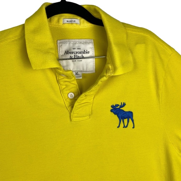 Abercrombie & Fitch Exploded Icon Muscle Mesh Polo Shirt XL Big Moose - Picture 2 of 11